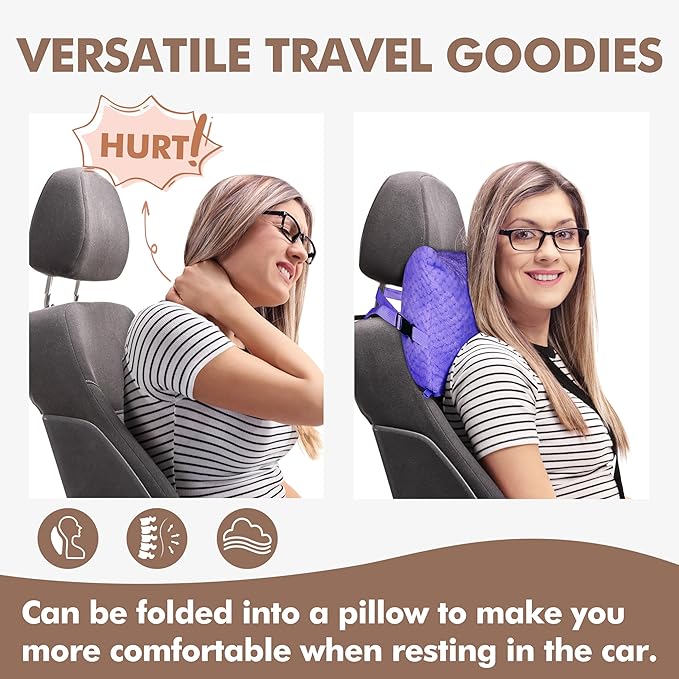 Tirrinia Travel Blanket and Pillow Set, Soft Compact Airplane Blanket with Foot Pockets, 4-in-1 Travel Essentials for Women Men, Portable Travel Gifts for Her, Travel Blanket for Airplanes, Cars