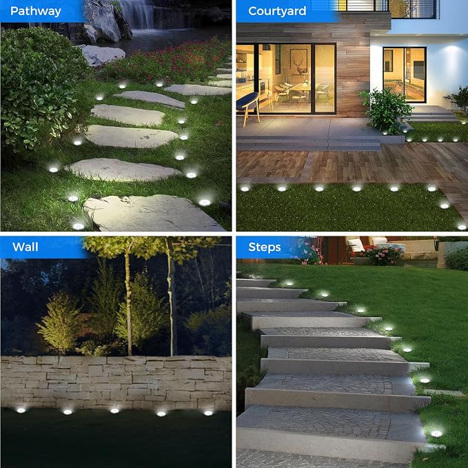 Mini Solar Ground Lights, 24 Pack Flat Solar Disc Lights Outdoor Waterproof, 2.3 Inch Small Solar Garden Lights Landscape Lighting for Outside Pathway Garden Yard Lawn Walkway,Cool White