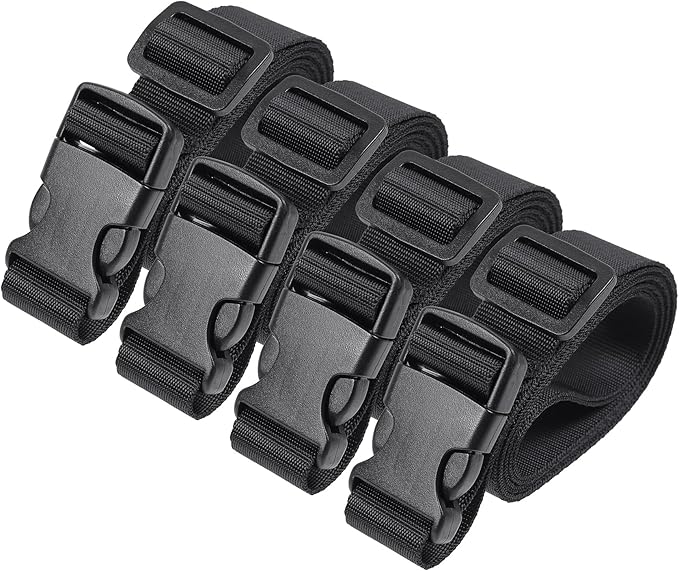 Vigorport Utility Straps Quick Release Nylon Backpack Accessory Bag Strap,Adjustable for Hiking,Travel,Outdoor Sports-4 Pack (Black, 1" W-60 L)