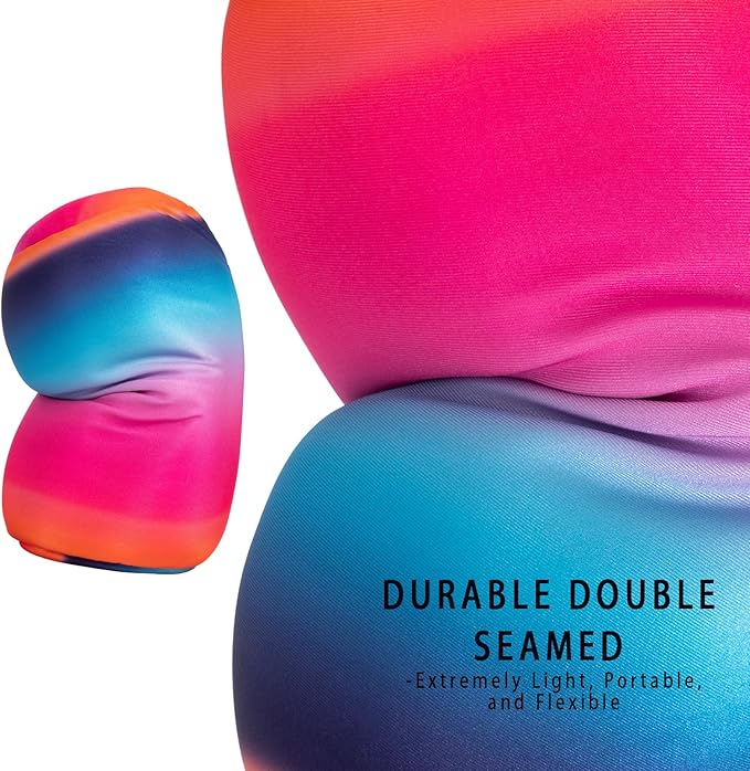 Squishy Microbead Neck Pillow, 7Inch x 12Inch Soft Travel Body Bed Pillow Bean Pillow for Kids Adult Chair Sleeping Car Seat, Fun Dormroom (Pink Blue)