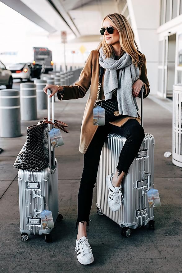 2 Pack Luggage Tags Golden Gate Bridge Travel PU Cute Leather Luggage Tag Name ID Labels with Privacy Cover Suitcases Women Men Girls Boys Fun Laggage Tags san Francisco Landscape (San Francisco)