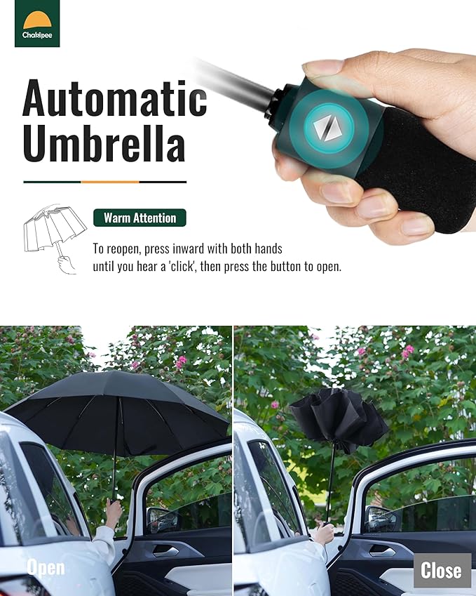 Travel Compact Umbrella Windproof - Portable Automatic Umbrellas for Rain, Inverted Folding Umbrella for Men and Women