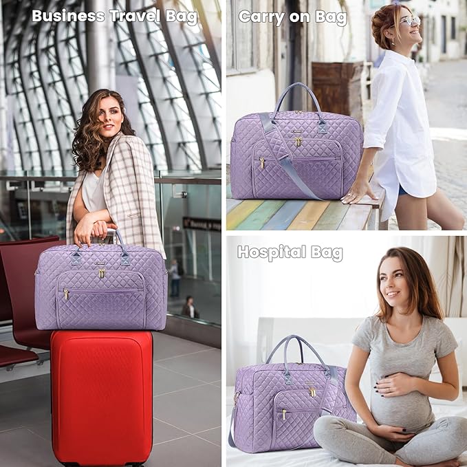 LOVEVOOK Travel Duffle Bag - Women's Weekender Carry On Overnight Laptop & Gym Bag With Toiletry/Shoe Pocket, Hospital Labor Bag