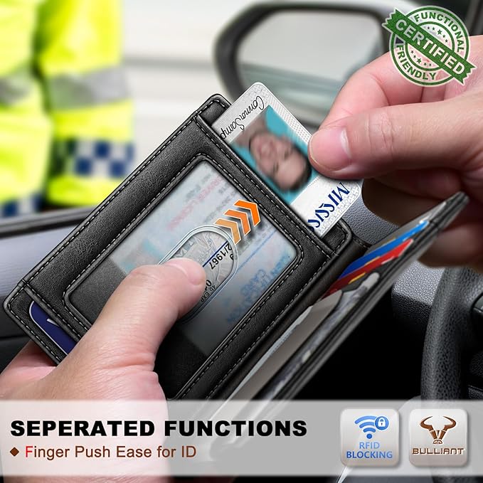 BULLIANT Men Airtag Wallet,Slim Wallet Money Clip Card Holder Magnetic Closure 12 Cards in Front Pocket RFID Blocking