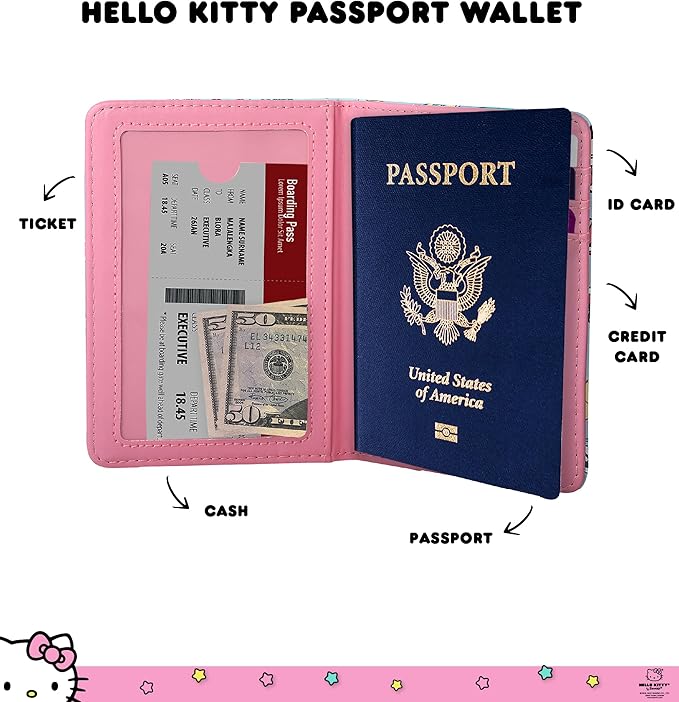 Hello Kitty Passport Holder for Travel Official License, Cute Passport Cover, Sanrio Gifts