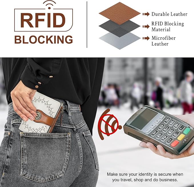 Tipmile Small Wallet for Women Bifold RFID Blocking Card Holder Leather Wallets with Zipper Coin Pocket