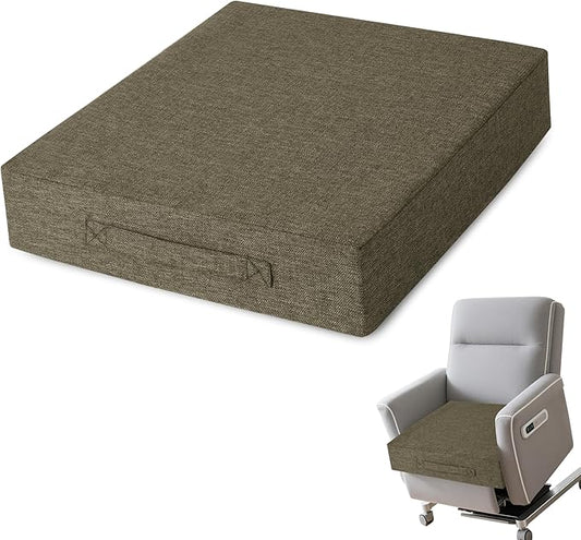 AddGrace Recliner Cushions for Elderly Thick Seat Cushion 20"x20"x4" Chair Pads with Non Slip Backing and Washable Cover for Couch Armchair Chairs Khaki