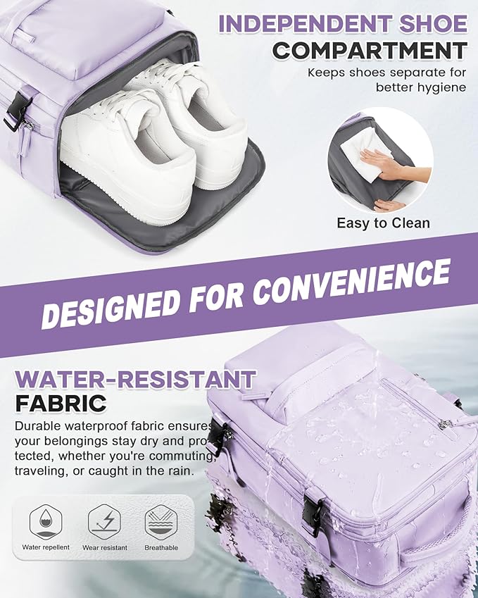 WONHOX Large Travel Backpack Carry on Flight Approved Laptop Work Business Backpack for Women Men Mochila de Viaje
