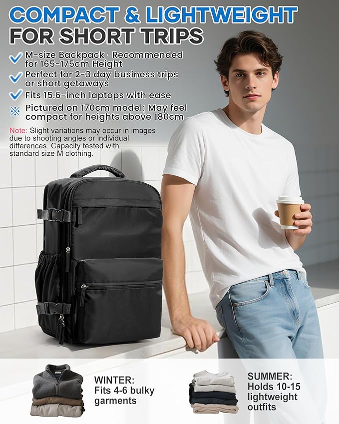 VECAVE Vacuum Travel Backpack with Pump for Women,Personal Item Carry on Backpacks Flight Approved 18x14x8 inches for Men,Laptop Waterproof Work Compression bags Casual Daypack Black