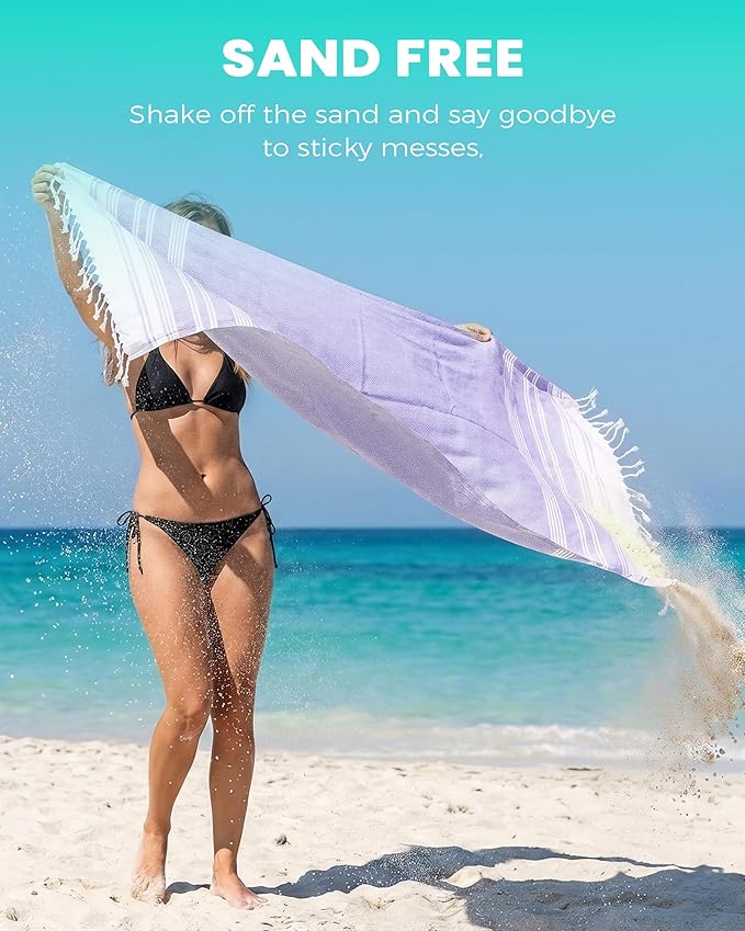 Turkish Beach Towels Vacation Essentials Quick Dry Sand Free Soft Absorbent Adult Oversized Bath Pool Swim Long Wide Stripe Towel Sound Cloud Linen Sandfree Chamois Mat Summer Thing Thin Travel