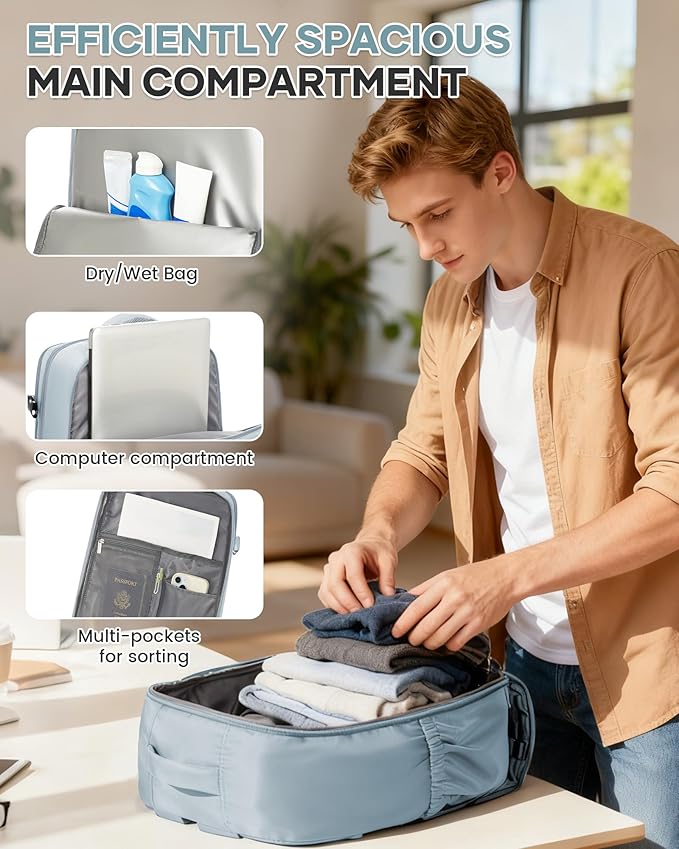 WONHOX Large Travel Backpack Carry on Flight Approved Laptop Work Business Backpack for Women Men Mochila de Viaje