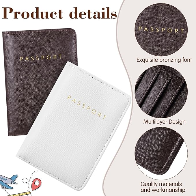 2 Pcs Passport Cover Holder for Travel Waterproof Leather Passport Wallet Case Book Travel Cruise Essentials for Women Men | 2 Pieces, Bridal, Holder, Waterproof, Holder Covers, Travel Wallet