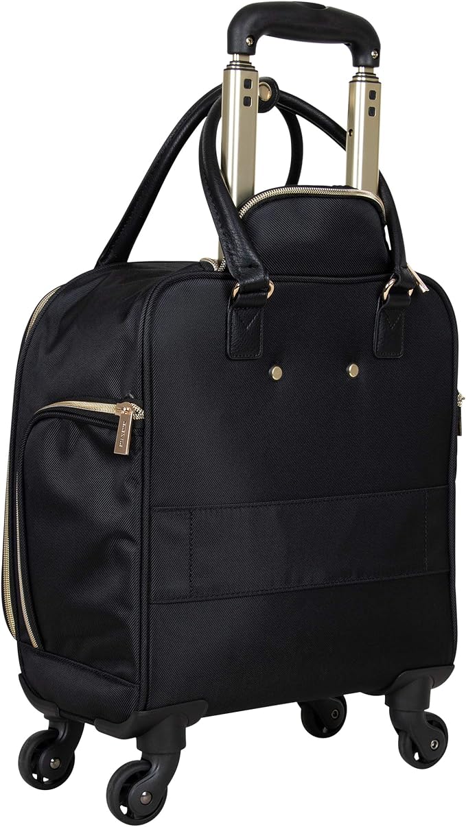 Kenneth Cole REACTION Chelsea 2-Piece Bundle - 17" 4-Wheel Spinner Underseat Carry-On Luggage & Matching 15" Laptop Backpack, Black