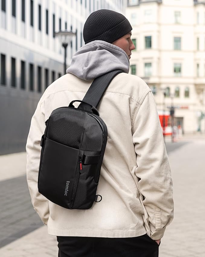 tomtoc 7L Sling Backpack Crossbody Bag for Men Women, EDC Daypack Chest Shoulder bag for 14-inch MacBook Pro M5 Pro/Max, 13" MacBook Air, 13" iPad Air M4/Pro M5, Organized, Daily Use, Work, Travel-S