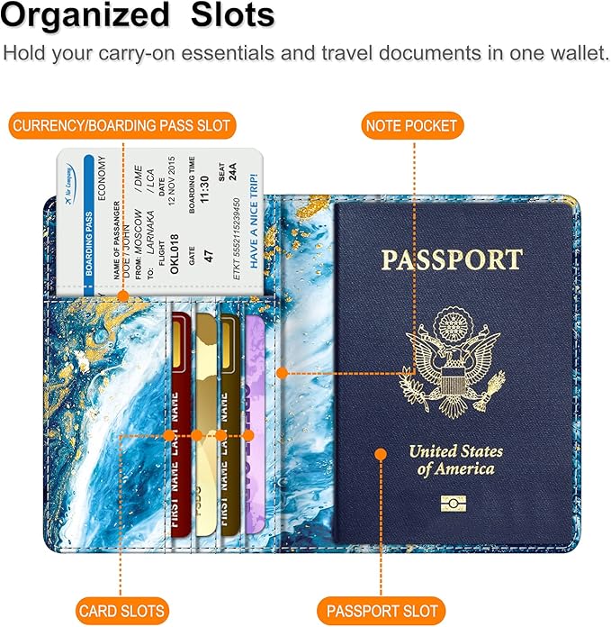 FINTIE Passport Holder, Slim Travel Wallet RFID Blocking Card Case Cover Passport Cover Protector Essentials with Credit Card Slots for Women/Men | Slim, RFID Blocking, Card Case Cover, Essentials, Credit Card Slots