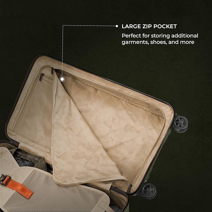 Briggs & Riley 28" Medium Trunk Spinner - Checked Luggage for Travel, Suitcases with Wheels, Hardside Rolling Bag for Men & Women, Self-Repairing Zipper - Torq Collection, Hunter Green