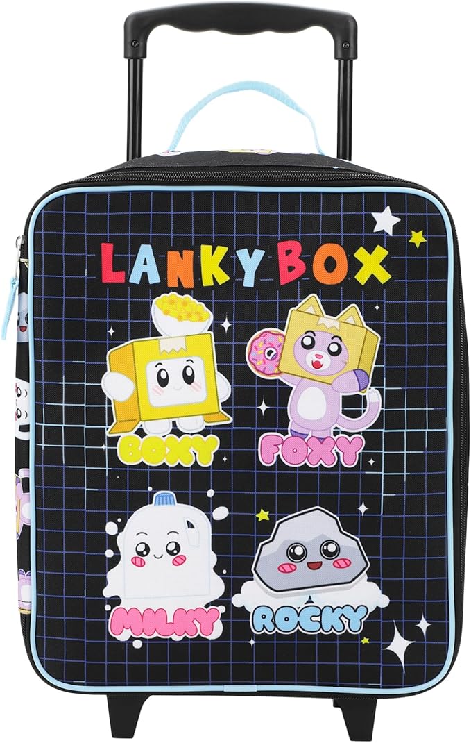 Bioworld LankyBox 4-Piece Kids' Carry On Travel Set - Officially Licensed with 14" Pilot Case Duffle Bag Utility Case and Luggage Tag