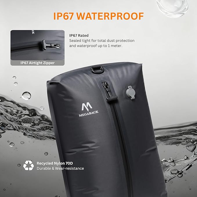 Vacuum Bags for Travel, IP67 Reusable Vacuum Seal Bags for Clothing with Electric Pump, Vacuum Seal Packing cube for Suitcases, Backpack & Travel (2PC+Pump)