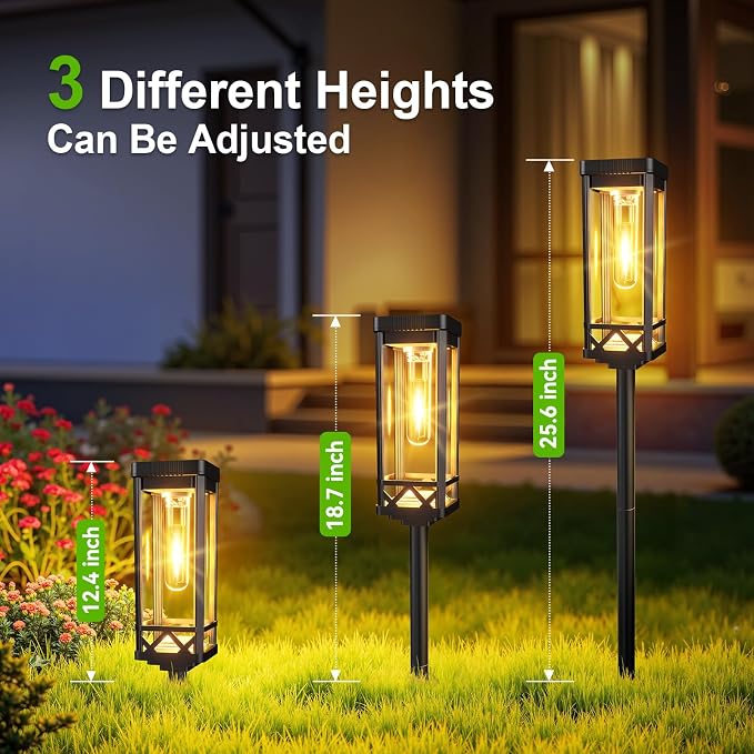 KOOPER Taller Solar Pathway Lights Outdoor, 6 Pack Upgraded Brighter Solar Garden Lights Solar Powered, Up to 15 Hours Outdoor Solar Lights for Yard Landscape Walkway Driveway Sidewalk (Warm White)