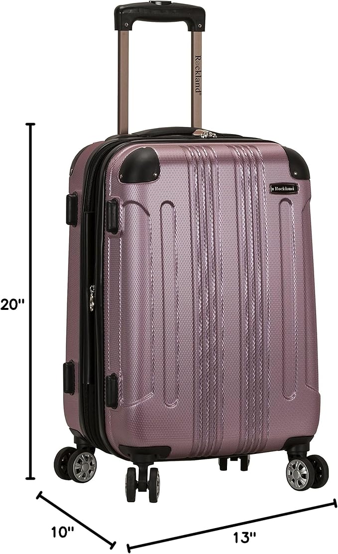 Rockland London Hardside Spinner Wheel Luggage, Pink, Carry-On 20-Inch