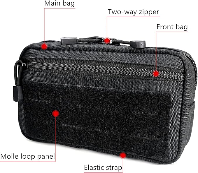 Tactical Molle Pouch, Multi-Purpose EDC Admin Pouch Utility Gadget Gear Backpack Military Waist Bag for Outdoor, Hunting, Traveling, Hiking