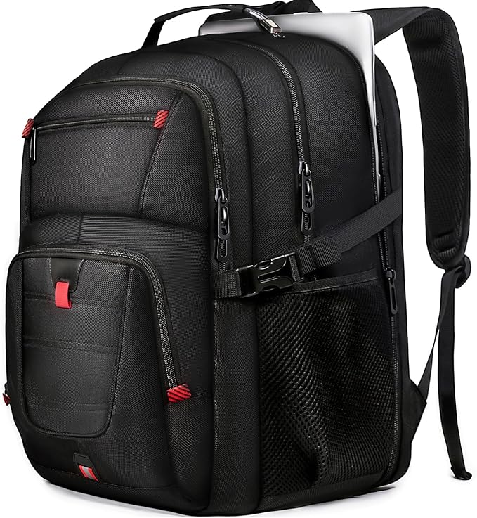 Large Travel Laptop Backpack for Men with LifetimeWarranty, Extra Large TSA Friendly Travel Backpacks for College High Airline Approved Business Work Bag Fits 17 Inch Computer, Black