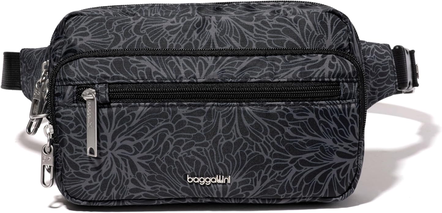 Baggallini Securtex Anti-theft Belt Bag 8.8"x5.5" Crossbody Fanny Pack for Women RFID Wallet Locking Zipper Travel Purse
