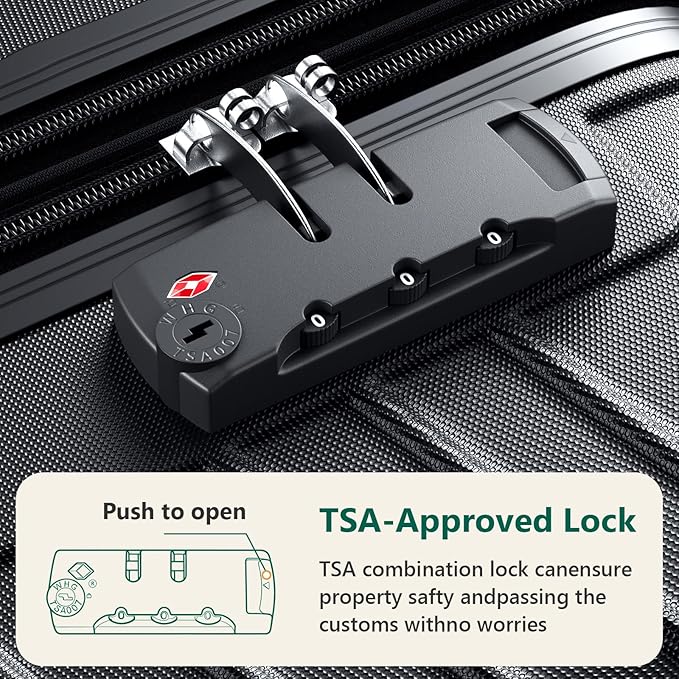 21 Inch Carry On Luggage, ABS Hardside Suitcase with Spinner Wheels, Airline-Approved Cabin Luggage with TSA Security Lock, Expandable Travel Suitcase for Flights, Business Trips & Weekend Vacations