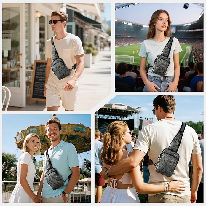 VADOO Sling Bag, Crossbody Bag with Zipper Lock, RFID Blocking & Water Resistant for Men and Women