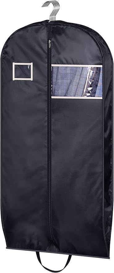 SLEEPING LAMB Water Resistant Suit Bags for Men Travel Gusseted Garment Bags Foldable Closet Hanging Clothes Storage for Coats, Jackets, Shirts, 43'', Black