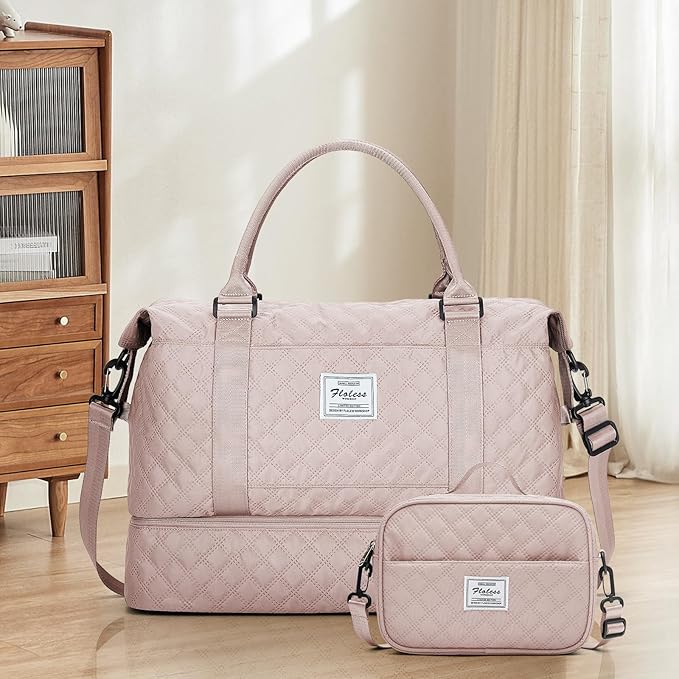 Weekender Bags for Women, Carry on Overnight Weekend Travel Duffel Bag with Shoes Compartment &Toiletry Bag, Personal Item Bag for Travel Business Trips Sport Hospital