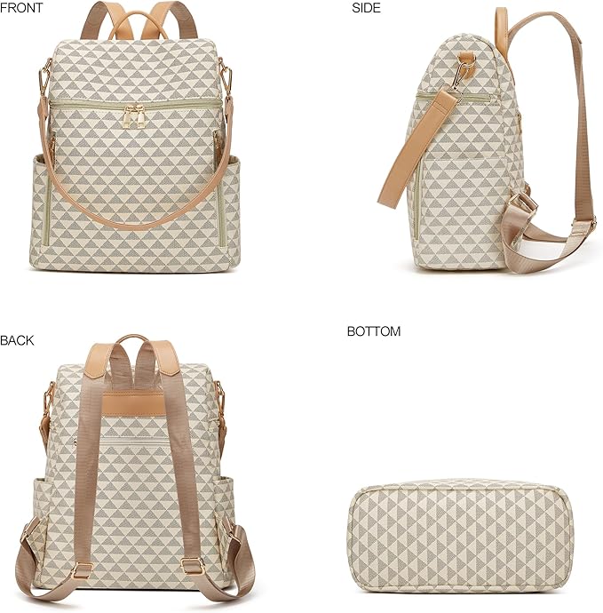 Makes Backpack Purse for Women PU Leather Travel Satchel Handbag Convertible Design Bag with Purse 2 Piece