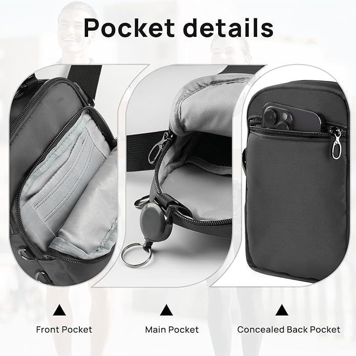 VADOO Sling Bag for Men Women, Anti Theft Crossbody Bag with Zipper Lock, RFID Blocking & Waterproof for Travel Casual