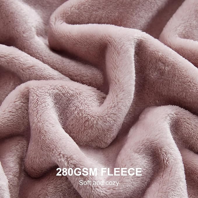 Hansleep Fleece Pink Twin Blanket, Super Soft Flannel Fuzzy Plush Cozy Blanket for All Seasons, Pink, Twin 60x80 Inches