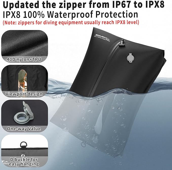 Reusable Vacuum Bags for Travel,Professional Waterproof IPX8 Vacuum Compression Bag for Suitcases Backpack,Space Saver Bags Packing Organizers for Clothing Packing(1 Pack,Black)