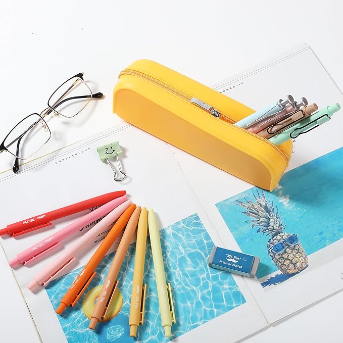Mr. Pen- Silicone Pencil Case Pouch, Golden Honey, Aesthetic Multipurpose Design, Aesthetic Pencil Case Small, Silicone Makeup Bag
