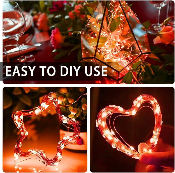 24 Pack Orange Fairy Lights Battery Operated, 7ft 20 LED Mini String Twinkle Lights for Christmas Halloween Mason Jars Centerpiece Table Decorations (24, Orange)