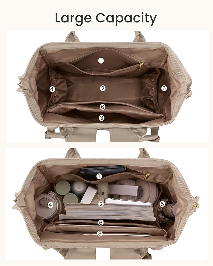 LOVEVOOK Laptop Backpack for Women with Giant Tumbler Holder Pocket, 15.6 inch Travel Work Backpack Purse for Nurse Teacher, Waterproof School Bag College Bookbag Cute Casual Daypack for Girls Khaki