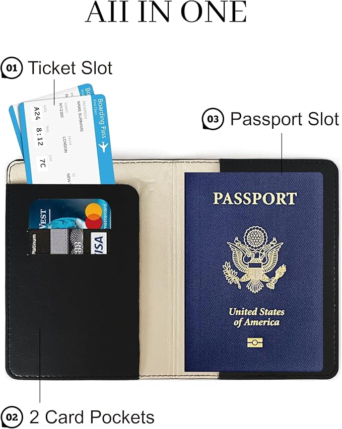 Passport Holder for Travel Essentials,RFID Blocking Passport Cover Case for Travel Accessories,Travel Wallet for Women Men (Black)