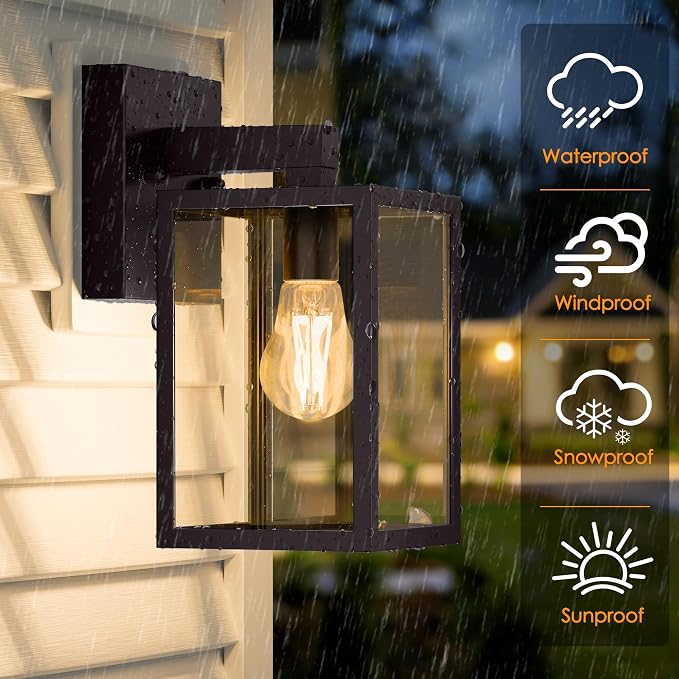 Outdoor Wall Lantern, Waterproof Exterior Wall Sconce Light Fixture, Dark Chocolate Front Door Lamp, Anti-Rust E26 Socket Porch Lighting
