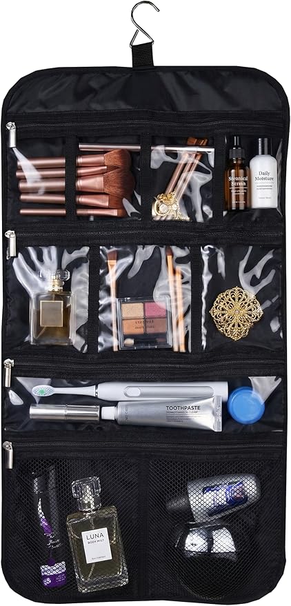 Freegrace Premium Hanging Toiletry Bag for Travel - Cosmetic, Jewelry, Toiletry, Makeup & Accessory Storage Organizer Bag, Large Size for Women & Men
