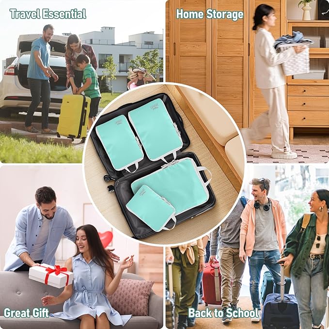 5 Set Packing Cubes For Travel Essentials, Luggage Packing Organization Cubes Suitcase Organizer Bags Set For Luggage Travel Packing Cubes For Suitcases Durable (5 Pcs, Blue)