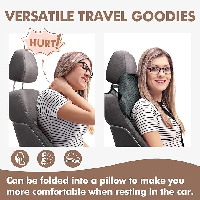 Tirrinia Travel Blanket and Pillow Set, Soft Compact Airplane Blanket with Foot Pockets, 4-in-1 Travel Essentials for Women Men, Portable Travel Gifts for Her, Travel Blanket for Airplanes, Cars