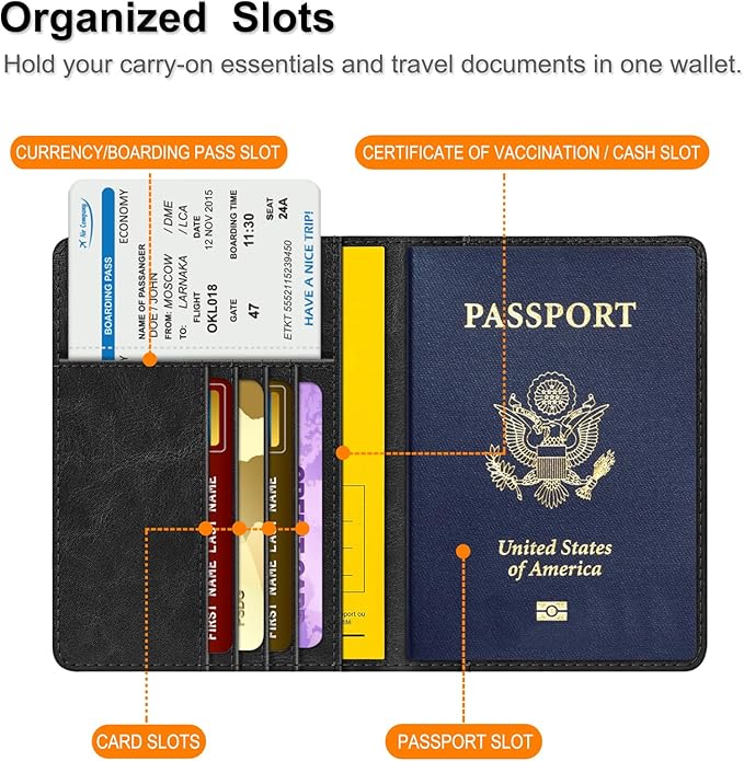FINTIE Passport Holder, Slim Travel Wallet RFID Blocking Card Case Cover Passport Cover Protector Essentials with Credit Card Slots for Women/Men | Slim, RFID Blocking, Card Case Cover, Essentials, Credit Card Slots