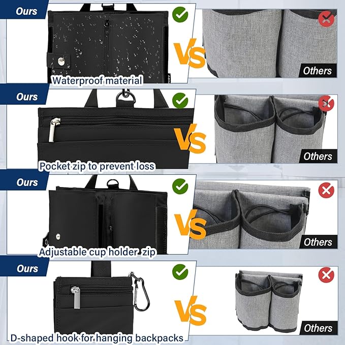 Luggage Cup Holder for Suitcases, Portable Foldable Travel Cup Holder with Handle and Hook, Luggage Drink Holder for Two Coffee Cups,Gift for Flight Attendants