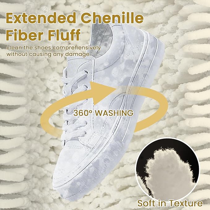 2Pcs Shoe Washing Machine Bag, Sneaker Laundry Bag for Washing Machine, Extra Long and Thick Microfibre Fluff, Reusable for Washer and Dryer (2pcs, Cream white)