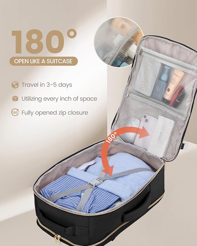 LOVEVOOK 50L Travel Backpack for Women Men,Waterproof Airline Approved Carry On Luggage Travel Essentials,TSA Carry On Backpack Personal Item Travel Bag Suitcase Weekender Traveling with Packing Cubes