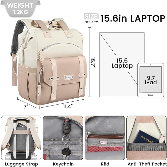 FALANKO Backpack for Women, 15.6 Inch Laptop Backpack, Water Resistant Work College Computer Teacher Nurse Doctor Backpack Bookbags Office Business Backpacks