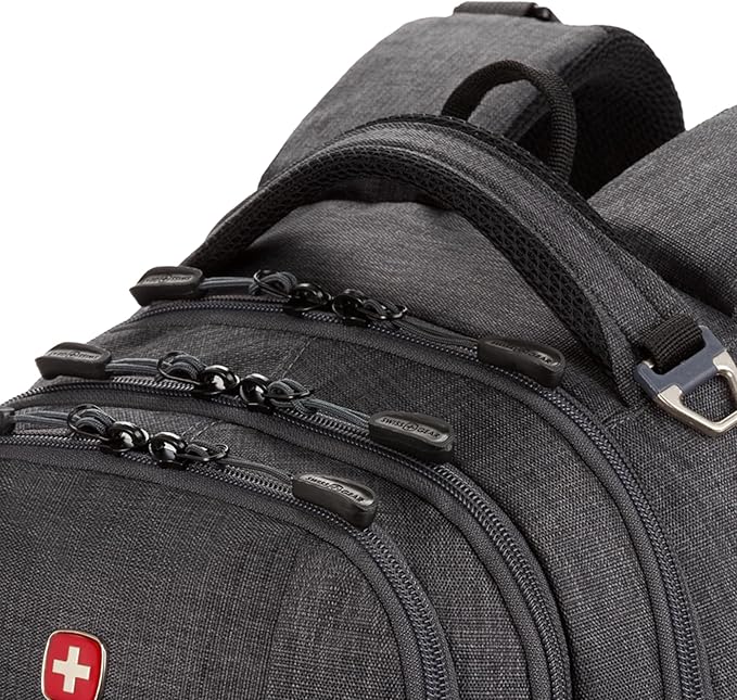 SwissGear 5505 Cecil 16” Laptop Backpack Charcoal – Daily Laptop Bag with Gear Attachment Options – Multiple Organizer Pockets & Padded Shoulder Straps