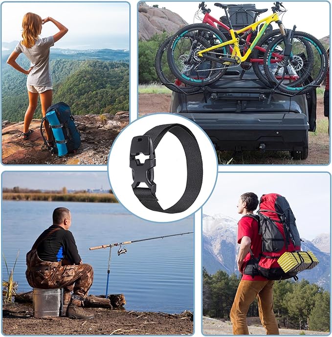 Vigorport Utility Straps Quick Release Nylon Backpack Accessory Bag Strap,Adjustable for Hiking,Travel,Outdoor Sports-4 Pack (Black, 0.75" W-18 L)